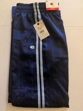 Champion Blue Depths Track Pants with Light Blue and White Stripes